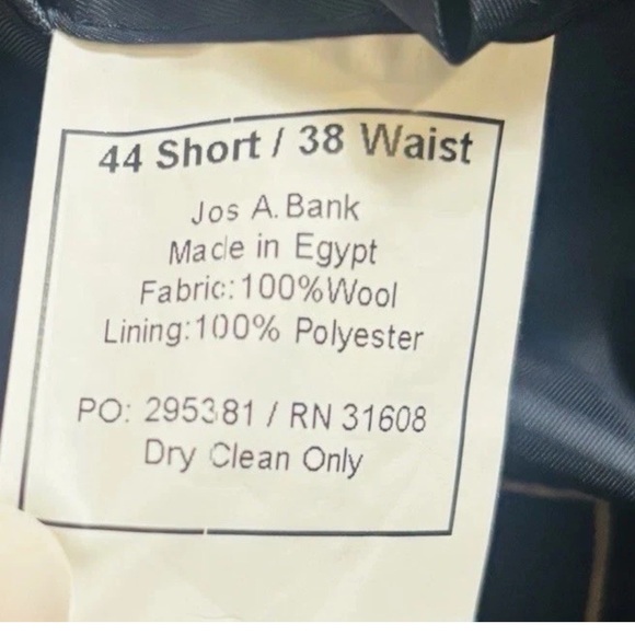 Jos. A. Bank Traveler Blazer Mens 44S Blue Gray Wool Tailored Fit Two-Button - Picture 7 of 12